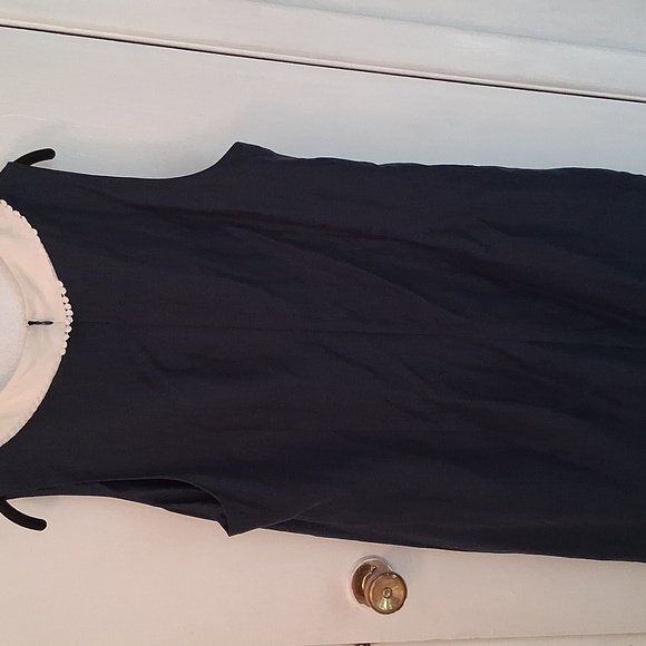 Elegant Navy and White Sleeveless Dress - Picture 2 of 3